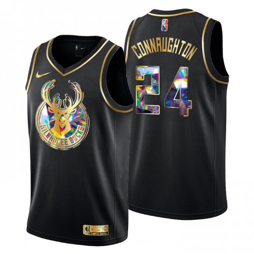 Milwaukee Milwaukee Bucks #24 Pat Connaughton Mens Golden Edition Diamond Logo 2021/22 Swingman Jersey - Black Mens cheap jerseys for sale - CheapJerseys.Shop