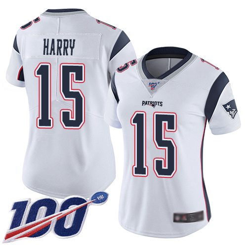 New England Patriots #15 N'Keal Harry White Women's Stitched 100th Season Vapor Limited Jersey Womens cheap jerseys for sale - CheapJerseys.Shop