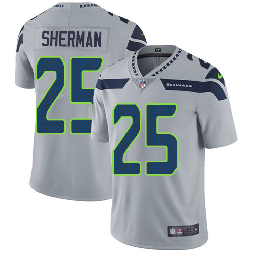 Seattle Seahawks #25 Richard Sherman Grey Alternate Youth Stitched Vapor Untouchable Limited Jersey Youth cheap jerseys for sale - CheapJerseys.Shop