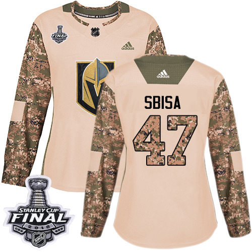 Golden Vegas Golden Knights #47 Luca Sbisa Camo Authentic 2017 Veterans Day 2018 Stanley Cup Final Women's Stitched Jersey Womens cheap jerseys for sale - CheapJerseys.Shop