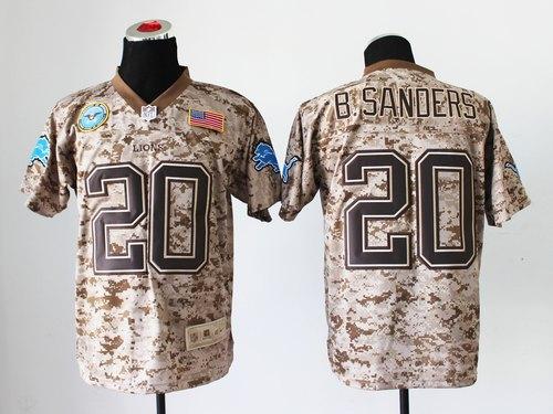 Lions #20 Barry Sanders Camo Men's Stitched New Elite USMC Jersey cheap jerseys for sale - CheapJerseys.Shop