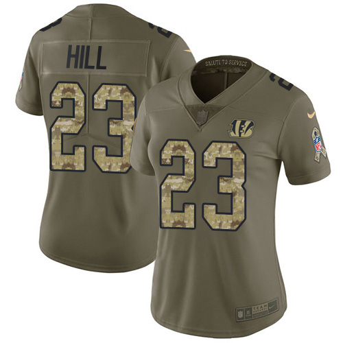 Bengals #23 Daxton Hill Olive/Camo Women's Stitched Limited 2017 Salute To Service Jersey cheap jerseys for sale - CheapJerseys.Shop