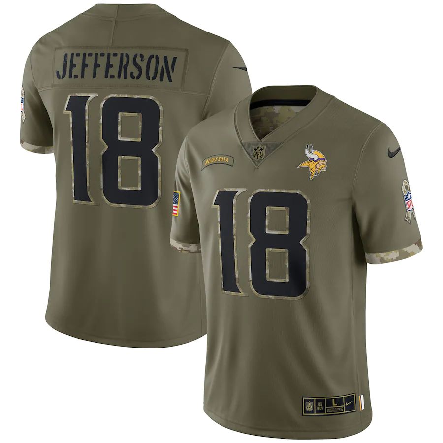 Minnesota Vikings #18 Justin Jefferson Men's 2022 Salute To Service Limited Jersey - Olive cheap jerseys for sale - CheapJerseys.Shop