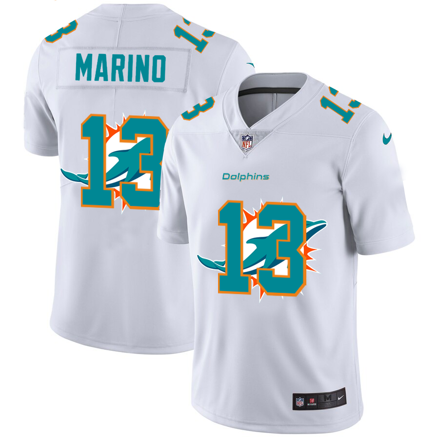 Miami Dolphins #13 Dan Marino White Men's Team Logo Dual Overlap Limited Jersey cheap jerseys for sale - CheapJerseys.Shop