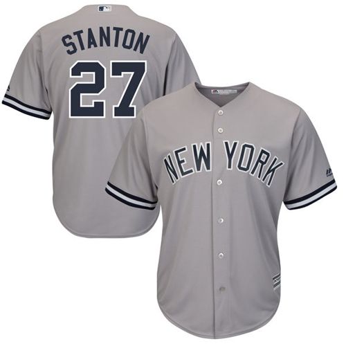 New York Yankees #27 Giancarlo Stanton Grey Cool Base Stitched Youth Jersey Youth cheap jerseys for sale - CheapJerseys.Shop