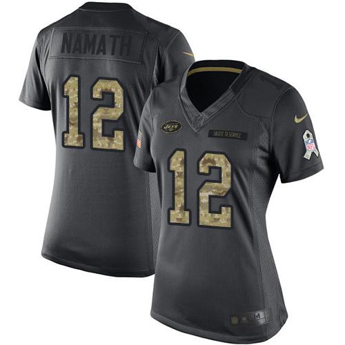 Jets #12 Joe Namath Black Women's Stitched Limited 2016 Salute To Service Jersey cheap jerseys for sale - CheapJerseys.Shop