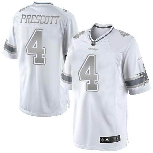 Cowboys #4 Dak Prescott White Men's Stitched Limited Platinum Jersey cheap jerseys for sale - CheapJerseys.Shop