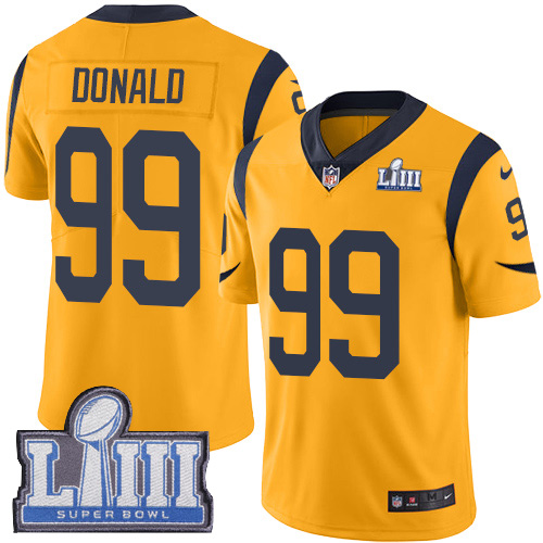 Rams #99 Aaron Donald Gold Super Bowl LIII Bound Youth Stitched Limited Rush Jersey cheap jerseys for sale - CheapJerseys.Shop