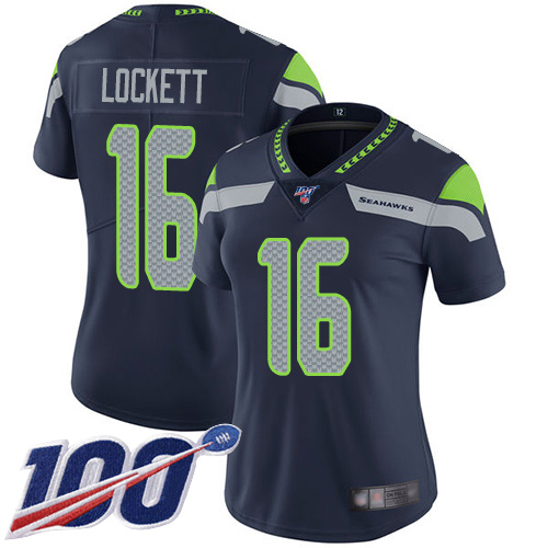 Seahawks #16 Tyler Lockett Steel Blue Team Color Women's Stitched 100th Season Vapor Limited Jersey cheap jerseys for sale - CheapJerseys.Shop