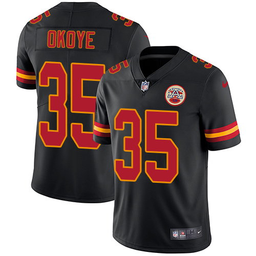 Kansas City Chiefs #35 Christian Okoye Black Men's Stitched Limited Rush Jersey Men's cheap jerseys for sale - CheapJerseys.Shop
