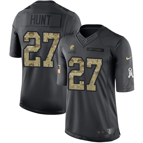 Cleveland Browns #27 Kareem Hunt Black Men's Stitched Limited 2016 Salute to Service Jersey Men's cheap jerseys for sale - CheapJerseys.Shop