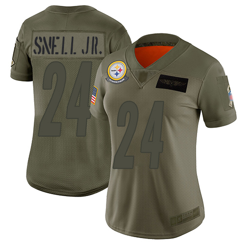 Pittsburgh Steelers #24 Benny Snell Jr. Camo Women's Stitched Limited 2019 Salute to Service Jersey Womens cheap jerseys for sale - CheapJerseys.Shop