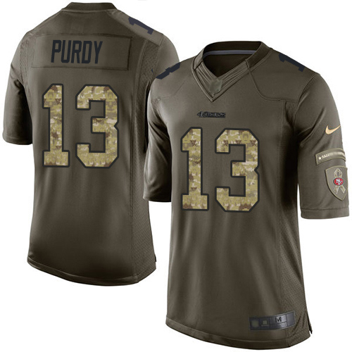 49ers #13 Brock Purdy Green Youth Stitched Limited 2015 Salute To Service Jersey cheap jerseys for sale - CheapJerseys.Shop
