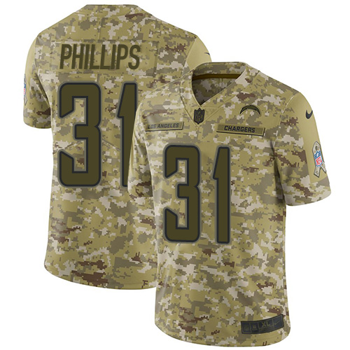 Los Angeles Chargers #31 Adrian Phillips Camo Men's Stitched Limited 2018 Salute To Service Jersey Men's cheap jerseys for sale - CheapJerseys.Shop