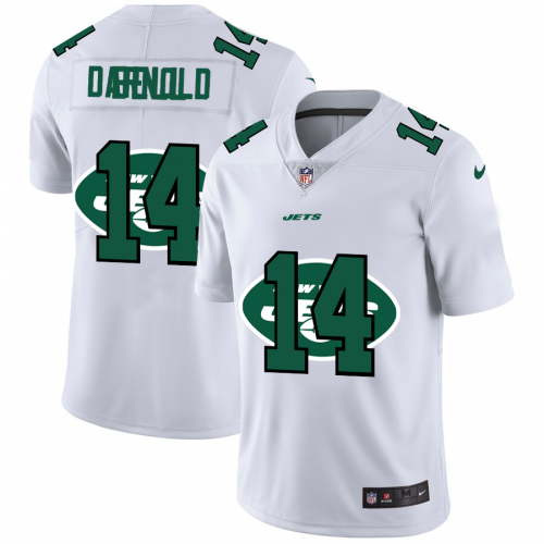 New York New York Jets #14 Sam Darnold White Men's Team Logo Dual Overlap Limited Jersey Men's cheap jerseys for sale - CheapJerseys.Shop