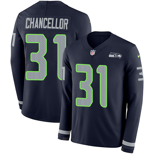 Seattle Seahawks #31 Kam Chancellor Steel Blue Team Color Men's Stitched Limited Therma Long Sleeve Jersey Men's cheap jerseys for sale - CheapJerseys.Shop