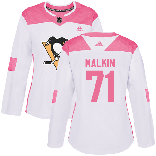 Pittsburgh Penguins #71 Evgeni Malkin White/Pink Authentic Fashion Women's Stitched Jersey Womens cheap jerseys for sale - CheapJerseys.Shop