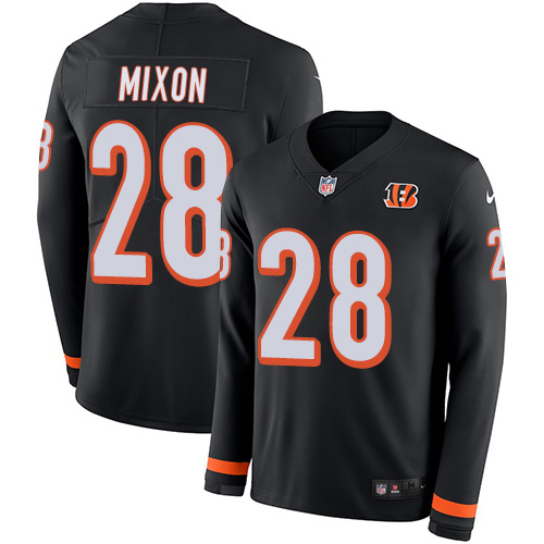 Bengals #28 Joe Mixon Black Team Color Men's Stitched Limited Therma Long Sleeve Jersey cheap jerseys for sale - CheapJerseys.Shop