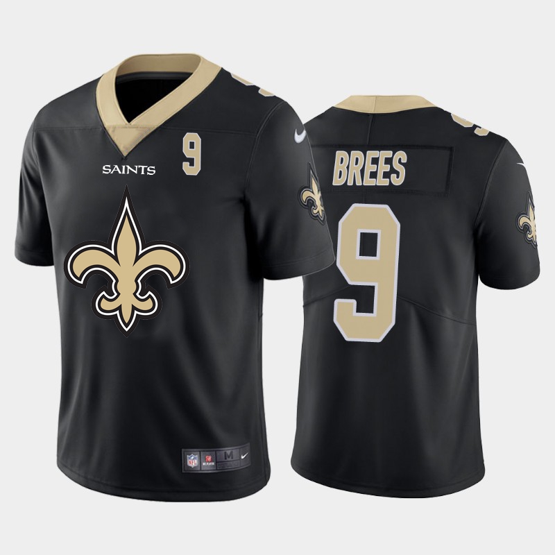 New Orleans Saints #9 Drew Brees Black Men's Big Team Logo Player Vapor Limited Jersey cheap jerseys for sale - CheapJerseys.Shop