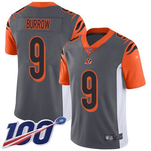 Bengals #9 Joe Burrow Silver Youth Stitched Limited Inverted Legend 100th Season Jersey cheap jerseys for sale - CheapJerseys.Shop