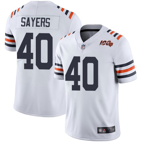 Chicago Bears #40 Gale Sayers White Alternate Men's Stitched Vapor Untouchable Limited 100th Season Jersey Men's cheap jerseys for sale - CheapJerseys.Shop