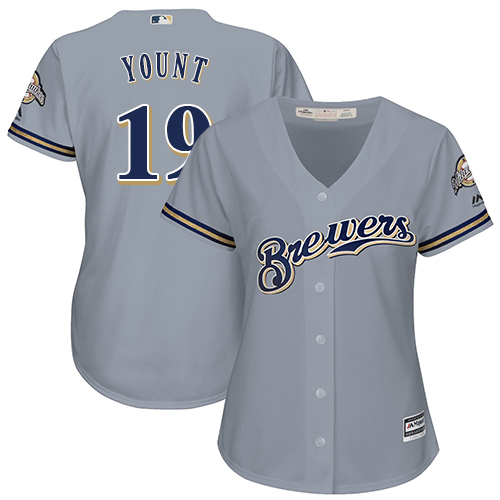Milwaukee Brewers #19 Robin Yount Grey Road Women's Stitched Jersey Womens cheap jerseys for sale - CheapJerseys.Shop