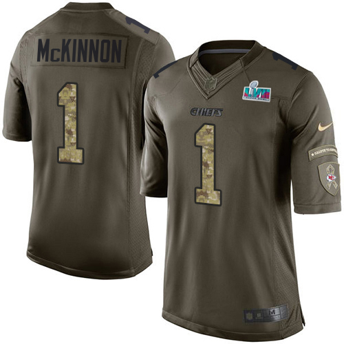 Chiefs #1 Jerick McKinnon Green Super Bowl LVII Patch Youth Stitched Limited 2015 Salute To Service Jersey cheap jerseys for sale - CheapJerseys.Shop