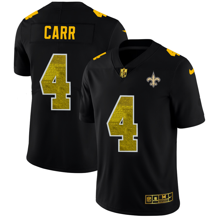 New Orleans Saints #4 Derek Carr Men's Black Golden Sequin Vapor Limited Jersey cheap jerseys for sale - CheapJerseys.Shop
