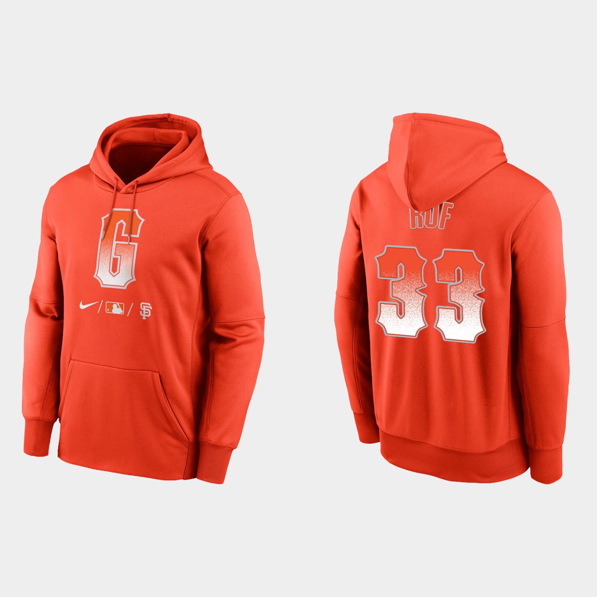 San Francisco Giants #33 Darin Ruf Men's 2021 City Connect Therma Pullover Orange Hoodie cheap jerseys for sale - CheapJerseys.Shop