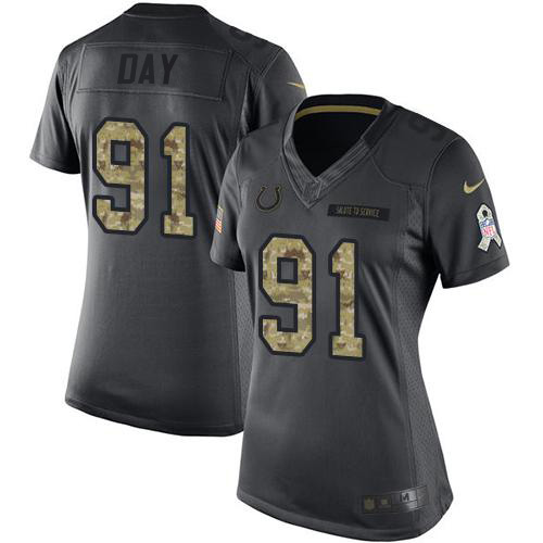 Indianapolis Colts #91 Sheldon Day Black Women's Stitched Limited 2016 Salute to Service Jersey Womens cheap jerseys for sale - CheapJerseys.Shop