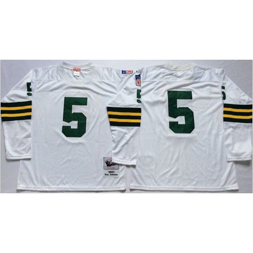 Mitchell And Ness 1961 Green Bay Packers #5 Paul Hornung White Throwback Stitched Jersey Men's cheap jerseys for sale - CheapJerseys.Shop