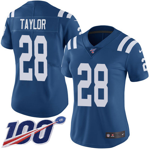 Colts #28 Jonathan Taylor Royal Blue Team Color Women's Stitched 100th Season Vapor Untouchable Limited Jersey cheap jerseys for sale - CheapJerseys.Shop