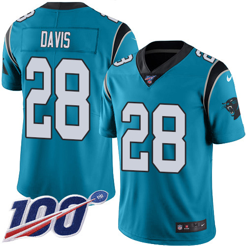 Carolina Panthers #28 Mike Davis Blue Youth Stitched Limited Rush 100th Season Jersey Youth cheap jerseys for sale - CheapJerseys.Shop