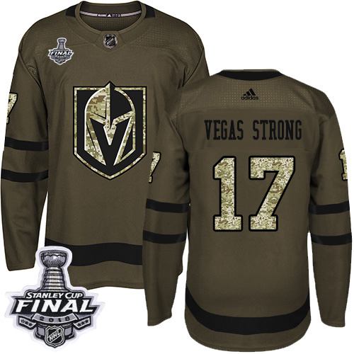 Golden Vegas Golden Knights #17 Vegas Strong Green Salute to Service 2018 Stanley Cup Final Stitched Jersey Men's cheap jerseys for sale - CheapJerseys.Shop