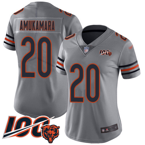 Chicago Bears #20 Prince Amukamara Silver Women's Stitched Limited Inverted Legend 100th Season Jersey Womens cheap jerseys for sale - CheapJerseys.Shop