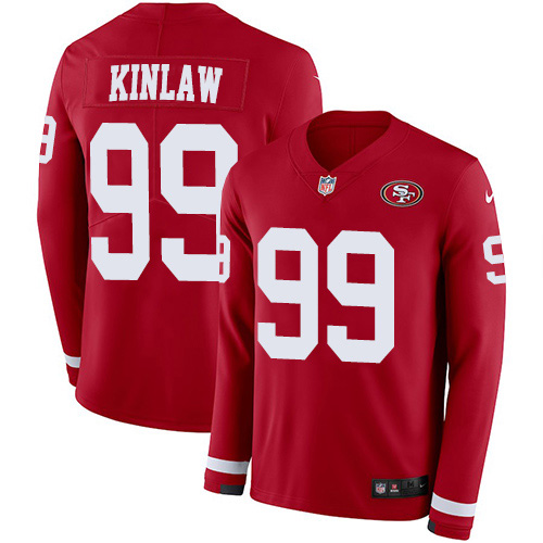 San Francisco 49ers #99 Javon Kinlaw Red Team Color Men's Stitched Limited Therma Long Sleeve Jersey Men's cheap jerseys for sale - CheapJerseys.Shop