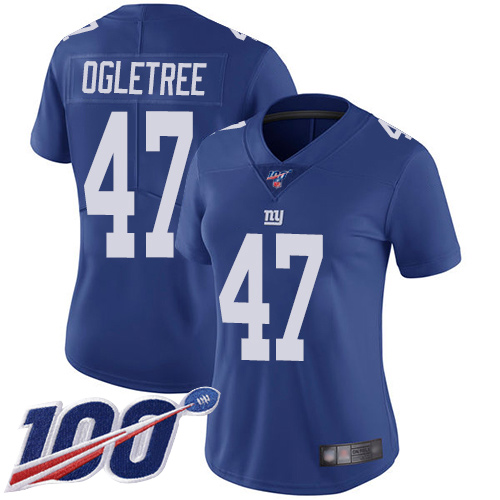New York Giants #47 Alec Ogletree Royal Blue Team Color Women's Stitched 100th Season Vapor Limited Jersey Womens cheap jerseys for sale - CheapJerseys.Shop