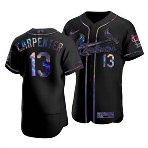 St. Louis St.Louis Cardinals #13 Matt Carpenter Men's Iridescent Holographic Collection Jersey - Black Men's cheap jerseys for sale - CheapJerseys.Shop