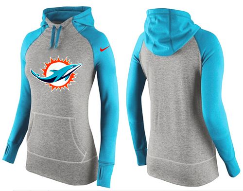 Women's Miami Dolphins Performance Hoodie Grey & Blue_2 cheap jerseys for sale - CheapJerseys.Shop