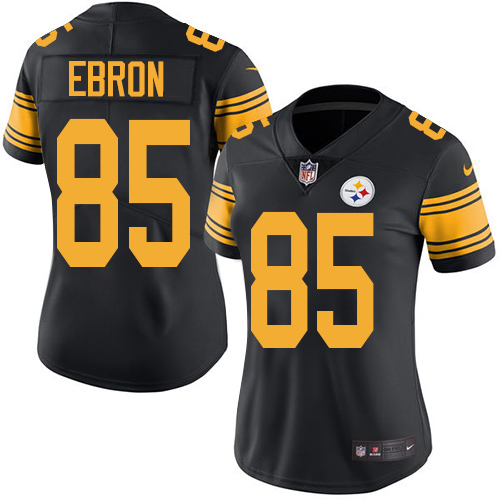 Pittsburgh Steelers #85 Eric Ebron Black Women's Stitched Limited Rush Jersey Womens cheap jerseys for sale - CheapJerseys.Shop