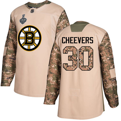 Boston Bruins #30 Gerry Cheevers Camo Authentic 2017 Veterans Day Stanley Cup Final Bound Stitched Jersey Men's cheap jerseys for sale - CheapJerseys.Shop