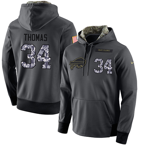 Men's Buffalo Bills #34 Thurman Thomas Stitched Black Anthracite Salute To Service Player Performance Hoodie cheap jerseys for sale - CheapJerseys.Shop