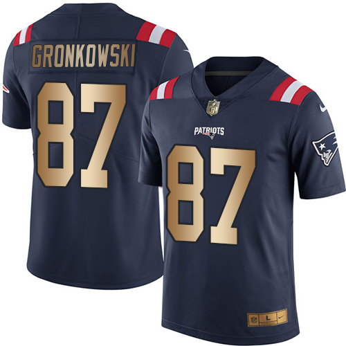 New England Patriots #87 Rob Gronkowski Navy Blue Men's Stitched Limited Gold Rush Jersey Men's cheap jerseys for sale - CheapJerseys.Shop