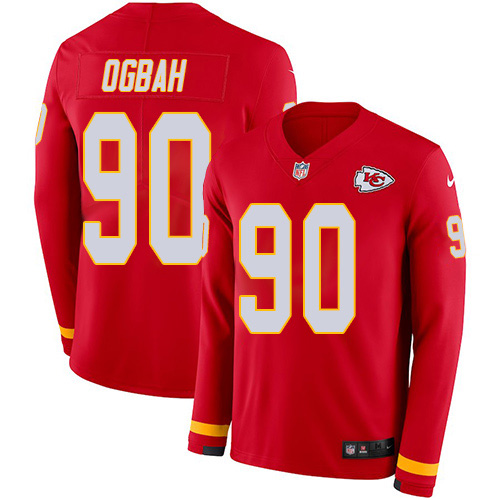Kansas City Chiefs #90 Emmanuel Ogbah Red Team Color Men's Stitched Limited Therma Long Sleeve Jersey Men's cheap jerseys for sale - CheapJerseys.Shop