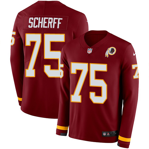 Washington Commanders #75 Brandon Scherff Burgundy Red Team Color Men's Stitched Limited Therma Long Sleeve Jersey Men's cheap jerseys for sale - CheapJerseys.Shop