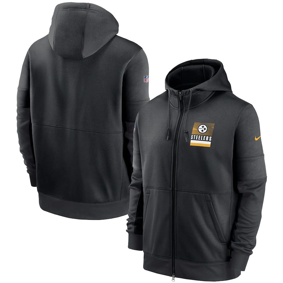Pittsburgh Steelers Sideline Impact Lockup Performance Full-Zip Hoodie Black cheap jerseys for sale - CheapJerseys.Shop