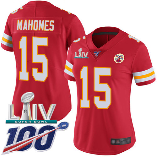 Chiefs #15 Patrick Mahomes Red Super Bowl LIV 2020 Team Color Women's Stitched 100th Season Vapor Untouchable Limited Jersey cheap jerseys for sale - CheapJerseys.Shop