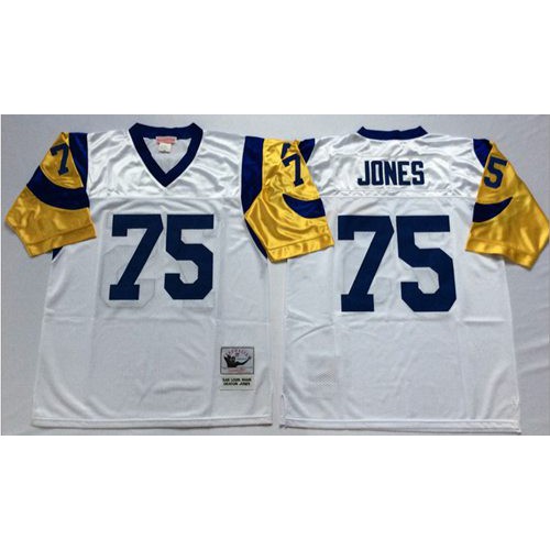 Mitchell And Ness Los Angeles Rams #75 Deacon Jones White Throwback Stitched Jersey Men's cheap jerseys for sale - CheapJerseys.Shop