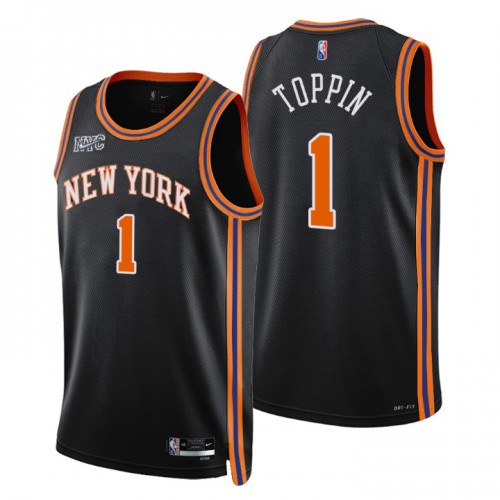 New York New York Knicks #1 Obi Toppin Mens Black 2021/22 Swingman Jersey - City Edition Mens cheap jerseys for sale - CheapJerseys.Shop