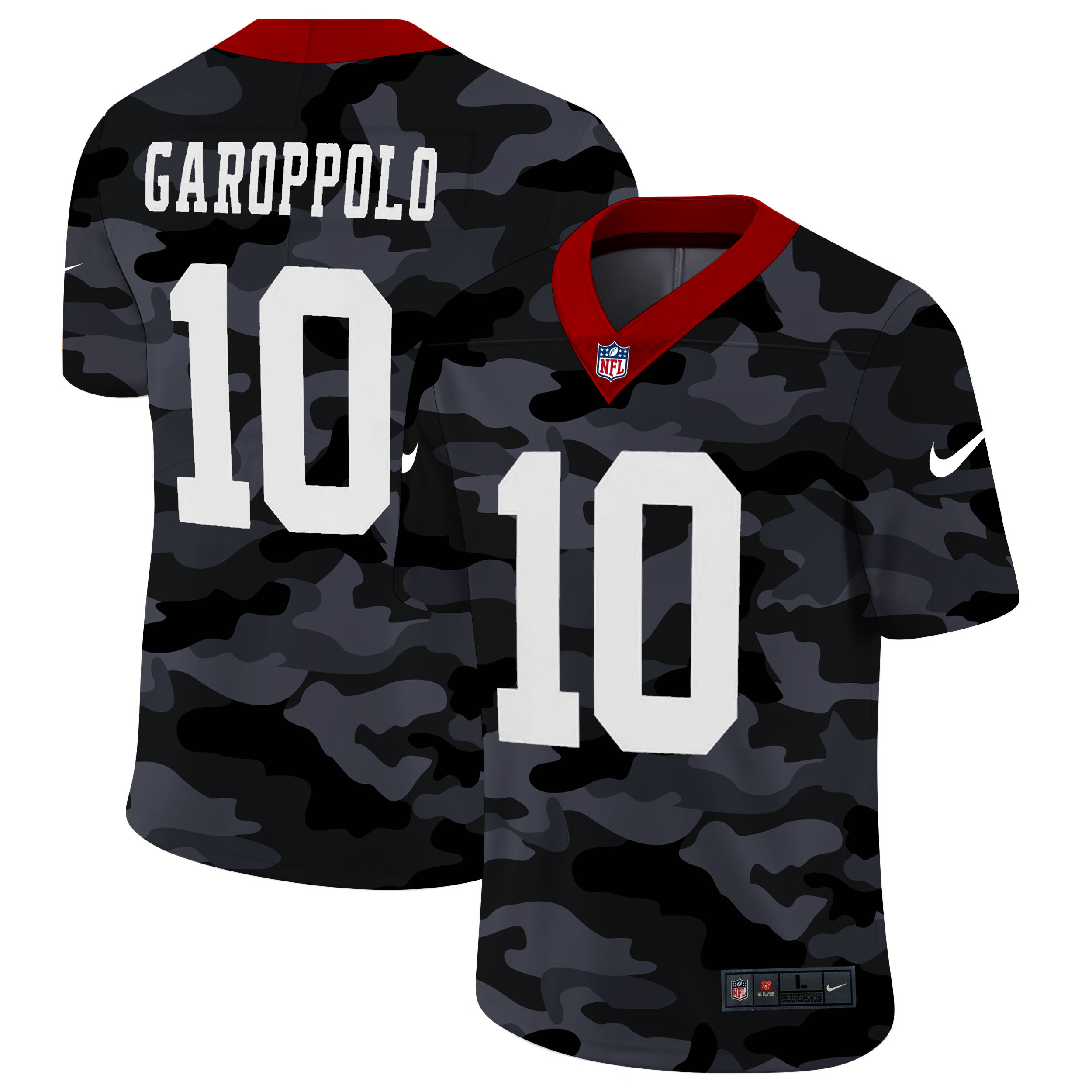 San Francisco 49ers #10 Jimmy Garoppolo Men's 2020 Black CAMO Vapor Untouchable Limited Stitched Jersey cheap jerseys for sale - CheapJerseys.Shop
